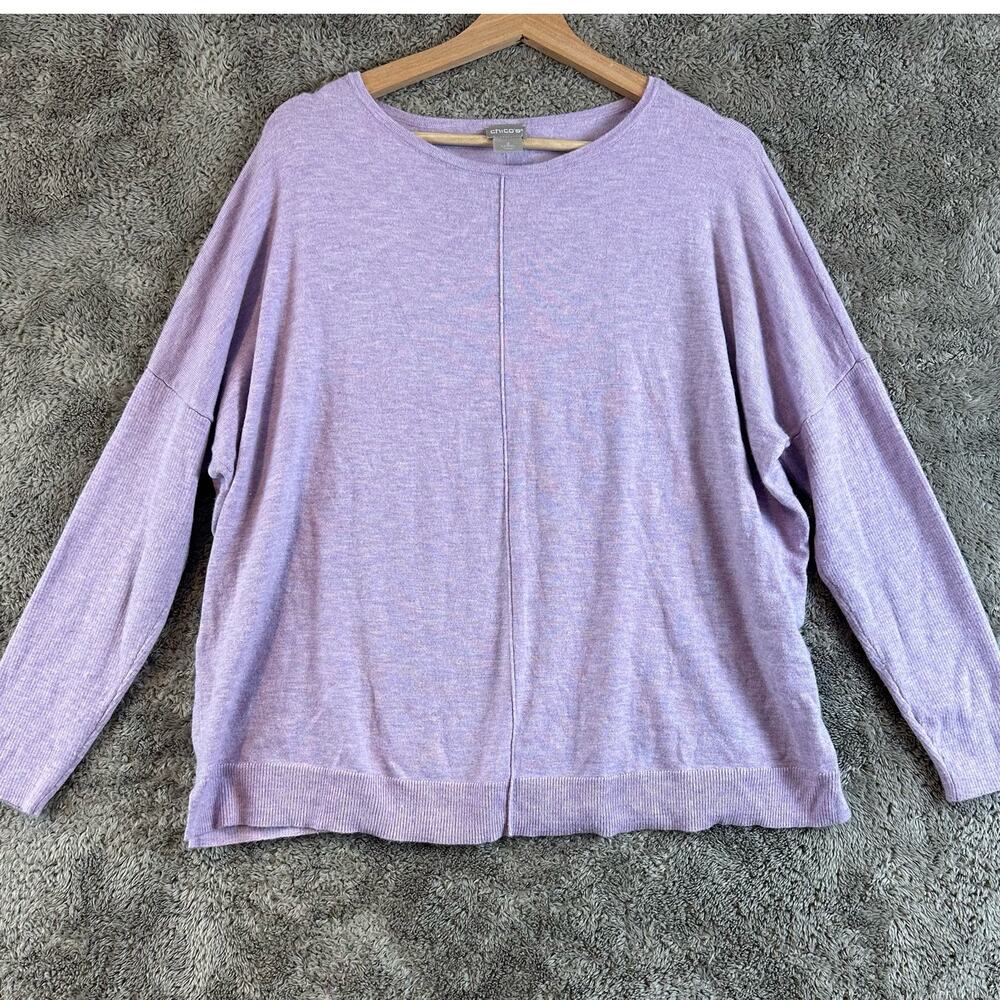 Chico's Purple Cashmere Blend Center Seam Sweater Size 2 - L Large